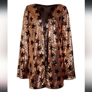 Black and Gold star sequin Kimono